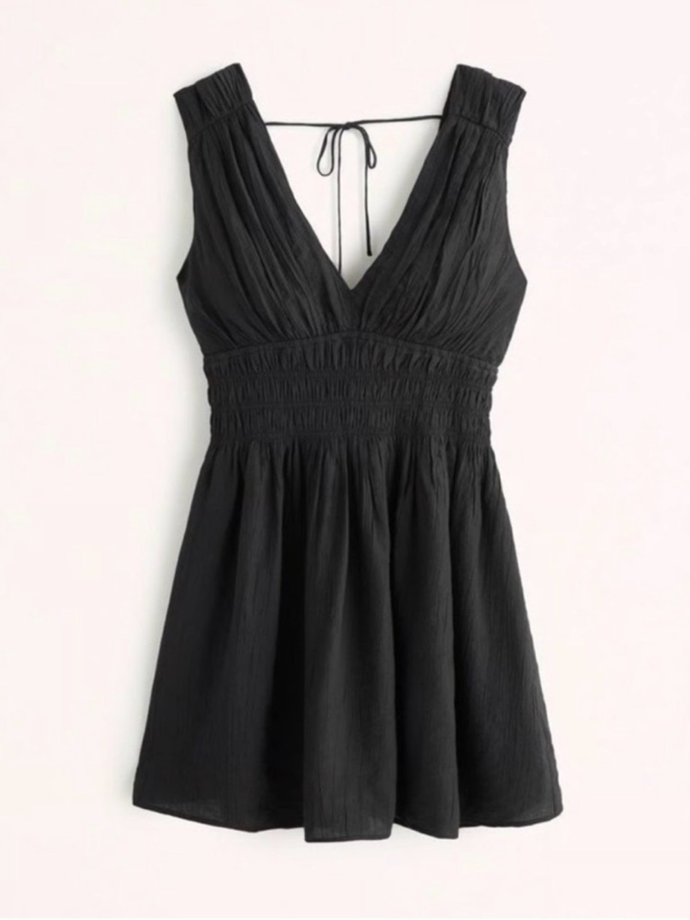 Abercrombie & Fitch Black V-Neck Smocked Waist Mini Dress